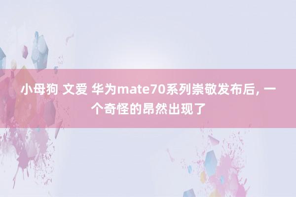 小母狗 文爱 华为mate70系列崇敬发布后， 一个奇怪的昂然出现了