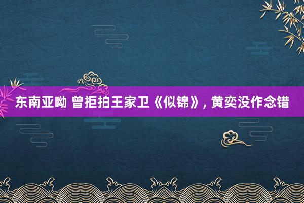 东南亚呦 曾拒拍王家卫《似锦》， 黄奕没作念错
